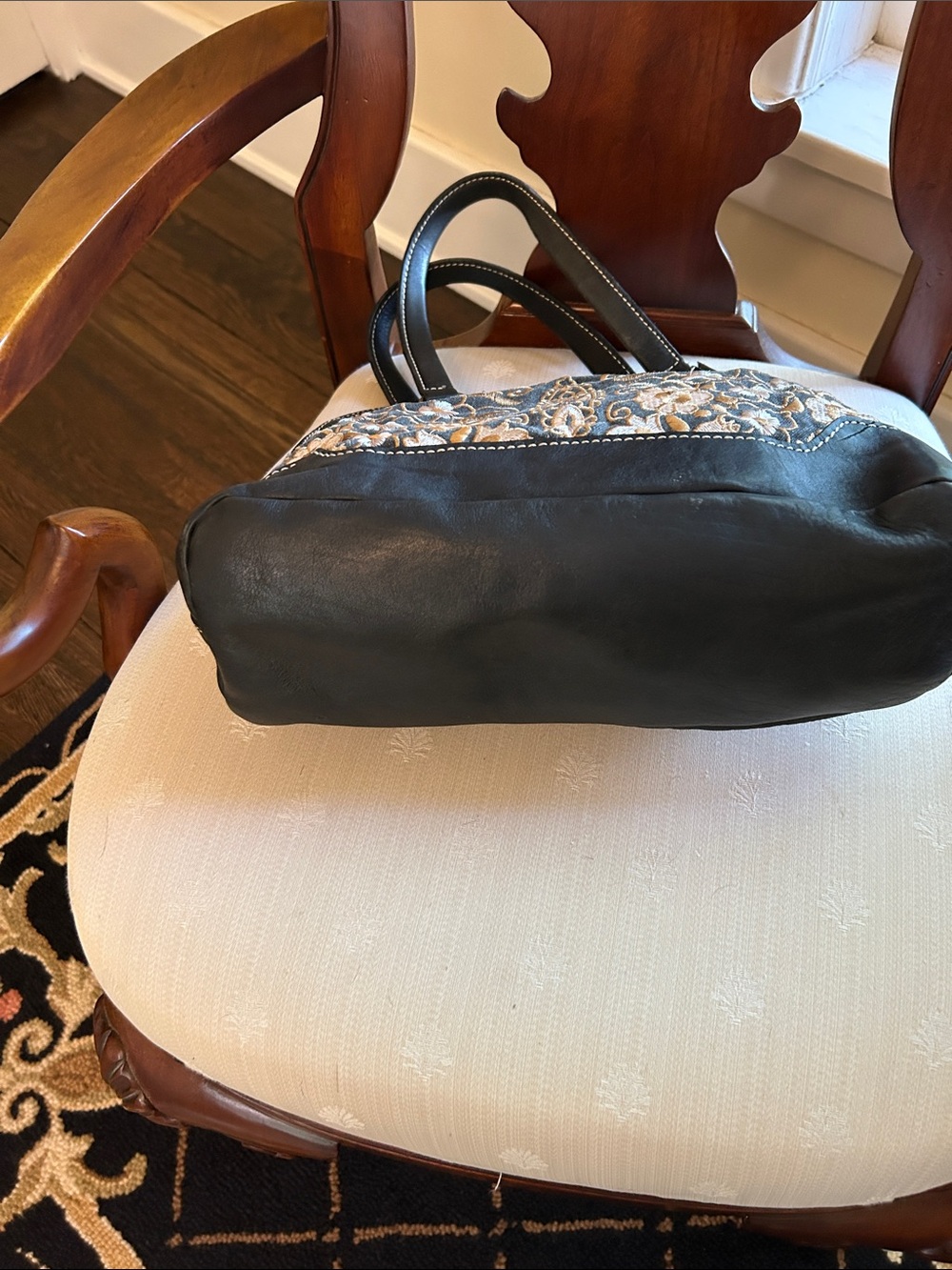 Patricia Nash Black and Gold Embroidered Satchel - Picture 3 of 11